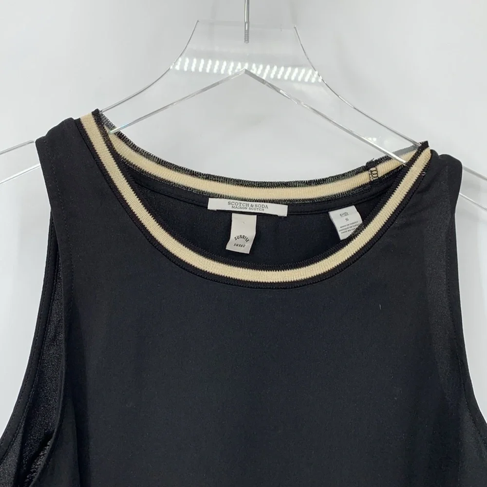 Scotch & Soda Maison Sunrise Shake tank black shirt blouse top gold women Small